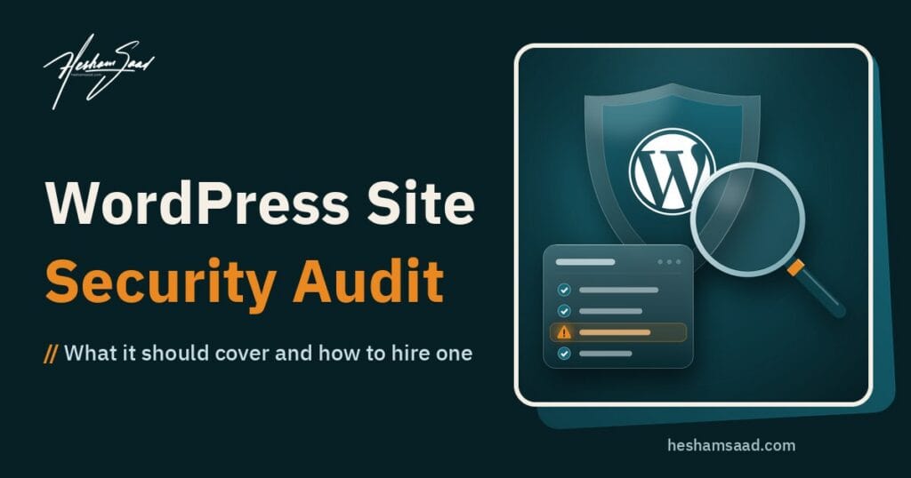 WordPress security audit checklist illustration: scanning a WordPress site for vulnerabilities, outdated plugins and malware